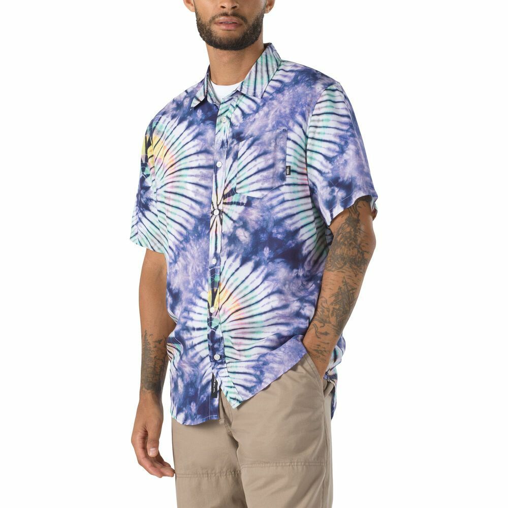 

Vans New Age Tie Dye Shirt Мужская фиолетовая спортивная одежда Повседневная верхняя спортивная футболка, Фиолетовый