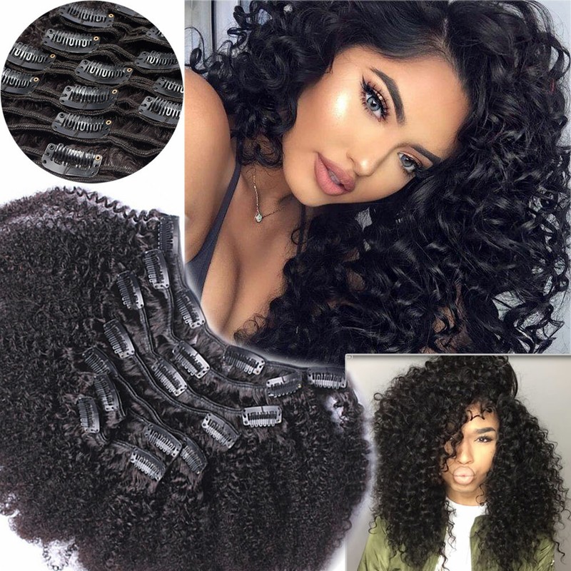 Afro Kinky Curly 8pc Clip In 100 Virgin Human Hair Extension