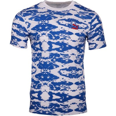 

Puma Parade Aop Футболка с круглым вырезом и короткими рукавами Мужские синие, белые повседневные топы 5383, Blue;white, Puma Parade Aop Crew Neck Short Sleeve T-Shirt