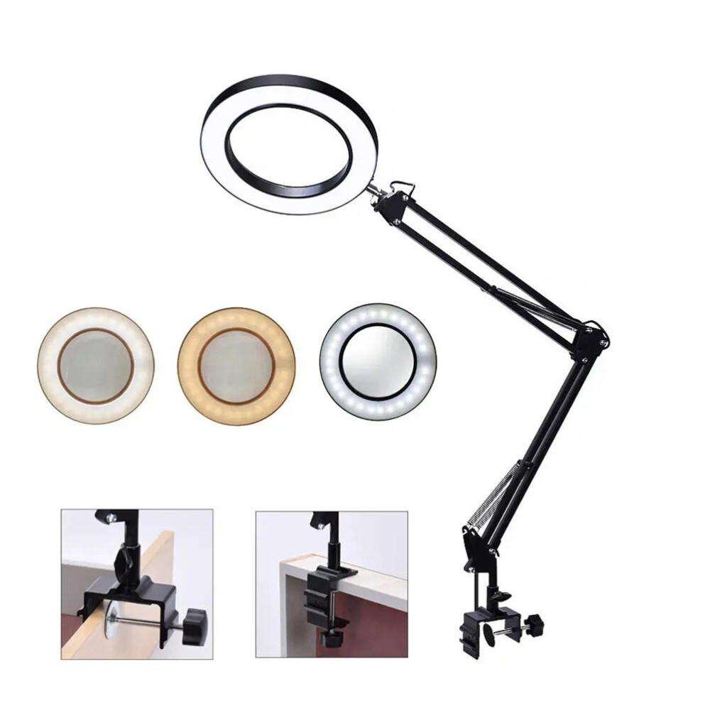 Lupenlampe Lupenleuchte +Tischklemme Arbeitsleuchte 10 Dioptrien Nail Kaltlicht