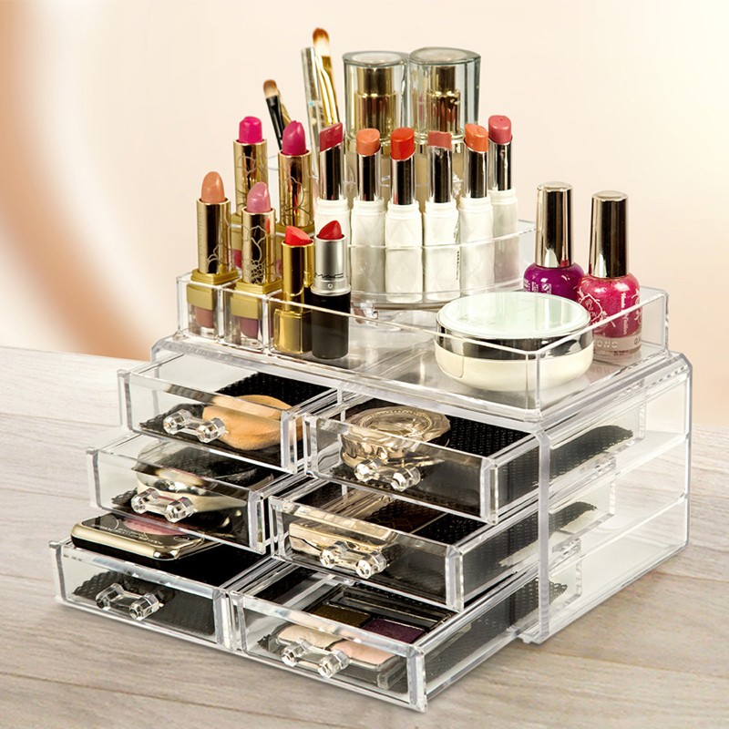 Clear Acrylic Cosmetic Organiser With Drawers Makeup Jewelry