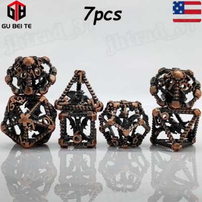 7pcs Polyhedral Metal Dice Set for Dungeons & Dragons DND RPG MTG Table Games