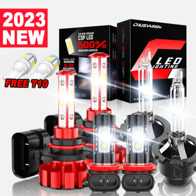 For Acura TSX 2009-2014 HID/LED Headlight Hi/Lo Beam+Fog Light Bulbs Kit 6x