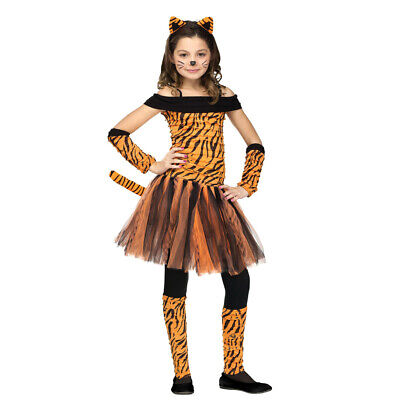 Kids Girls Tiger Costume Tigress Cosplay Halloween Purim Carnival Party Outfits