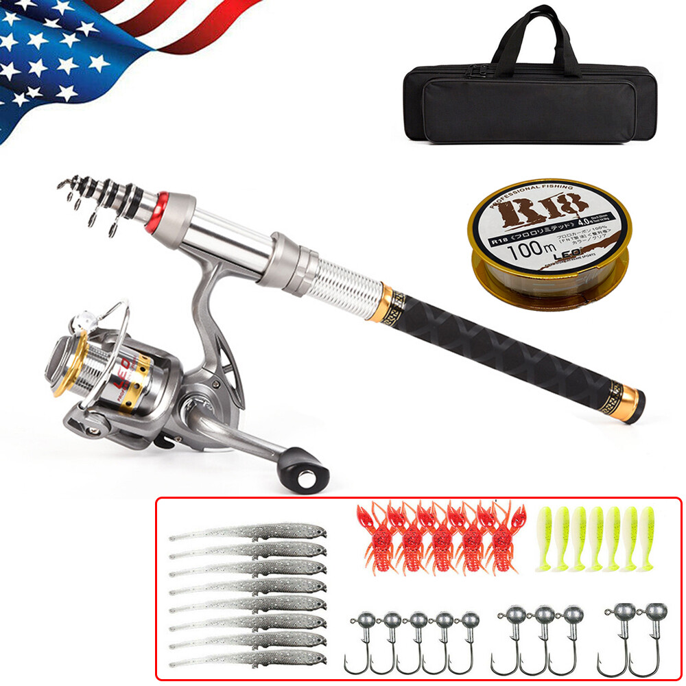 Telescopic Fishing Rod and Reel Combo Full Kit Carbon Fiber Rod Pole Line Hooks