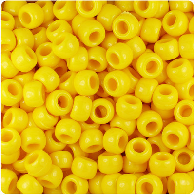 BeadTin Bright Yellow Opaque 9mm Barrel Pony Beads (500pcs)