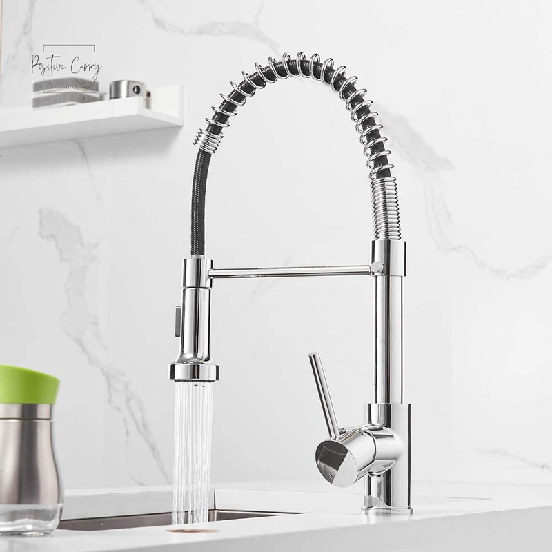 Spring Kitchen Sink Faucet Low Lead Commercial Solid Brass Single Handle Single