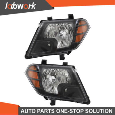 Labwork Headlight For 2009-2021 Nissan Frontier Halogen Black Housing Left+Right