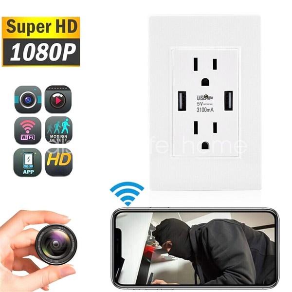 NEW AC Wall Outlet with USB Home Security Nanny Camera IP WiFi Camera 1080P Lot - Image 11