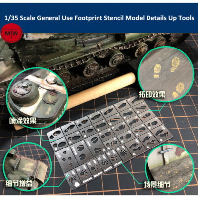 1/35 Scale General Use Footprint Handprint Stencil Model Scene Details Up Tools