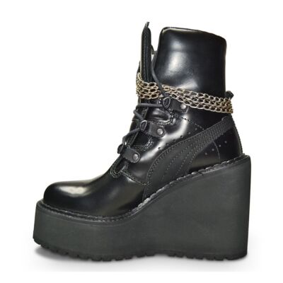 Pre-owned Puma Womens  Sb Wedge Fenty Boot By Rihanna Uk 4 Rare In Black