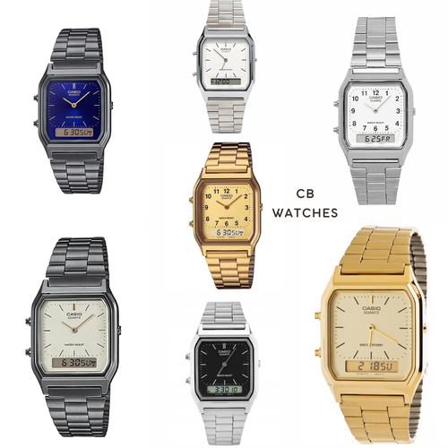 Casio AQ 230 Men s Vintage Analog Digital Combi Bracelet Stainless