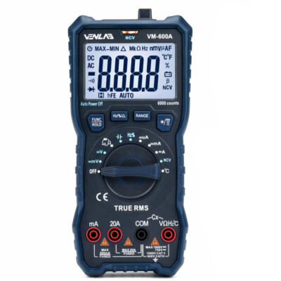 Digital Multimeter Auto Ranging T-RMS 6000 Counts AC DC Current Meter 1000V 20A