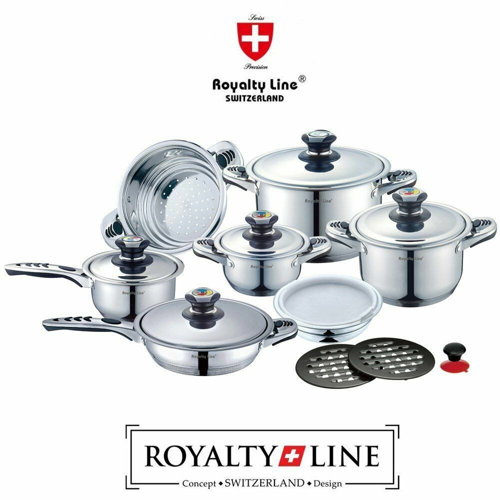 BATTERIA DI PENTOLE E PADELLE 16 PZ. IN ACCIAIO MODELLO RL-16B ROYALTY LINE