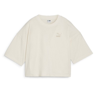 Женская белая футболка с круглым вырезом и коротким рукавом Puma Better Classics оверсайз белого цвета Casua
