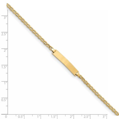 Pre-owned Skyjewelers Real 14kt Yellow Gold Semi-solid Polished Anchor Link Id Chain Bracelet; 7 Inch