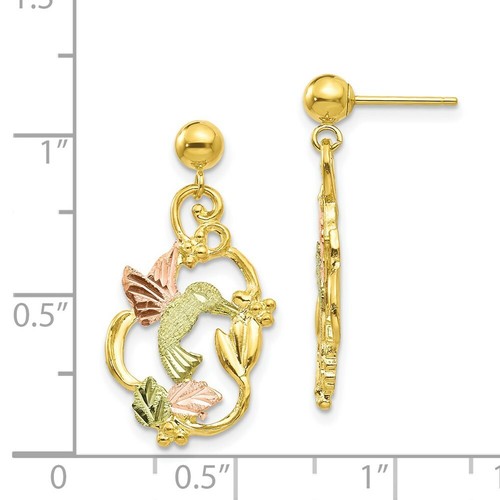 Pre-owned Black Hills Gold 10k Tri-color  Post Earrings In Yellow