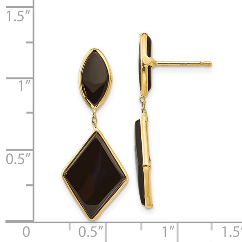 Pre-owned Goldia 14k Onyx Dangle Earrings In Yellow