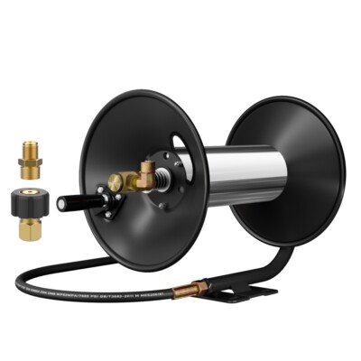 Pressure Washer Hose Reel, 100FT High Pressure Hose Reel with Hand Crank, 3/8''