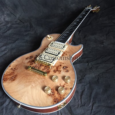 Natural lp Ace Frehley Budokan Electric Guitar Burl Maple Top Gold Hardware