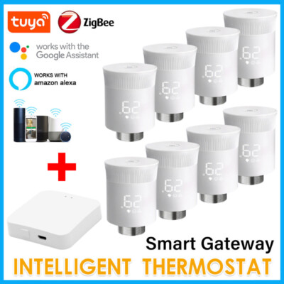 1-8x Tuya ZigBee Smart Thermostat Radiator Valve TRV Programmable Alexa/Google