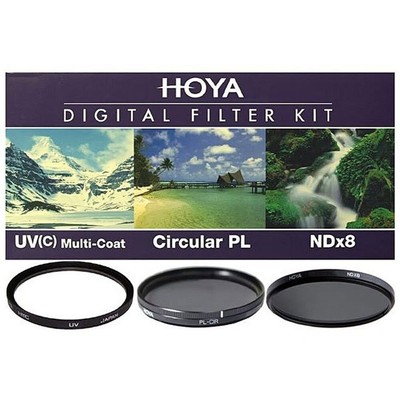 Hoya 58mm UV HMC + Cicular Polarizer CPL + NDx8 3-piece Digital Filter Set Kit