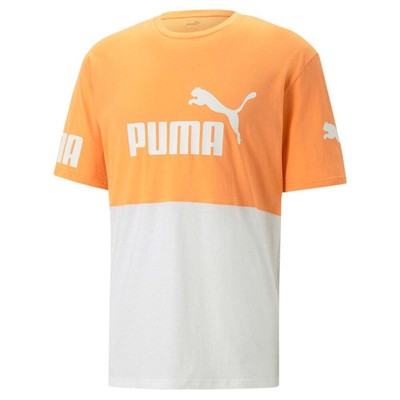 

Puma Power Colorblock Logo Футболка с круглым вырезом и коротким рукавом Мужская оранжевая повседневная футболка, Оранжевый, Puma Power Colorblock Logo Crew Neck Short Sleeve T-Shirt