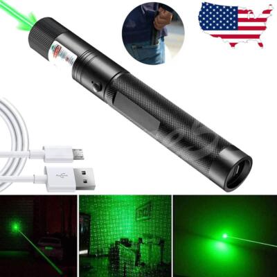 USB Rechargeable Lazer Green Laser Pointer Pen Astronomy Visible Beam Light