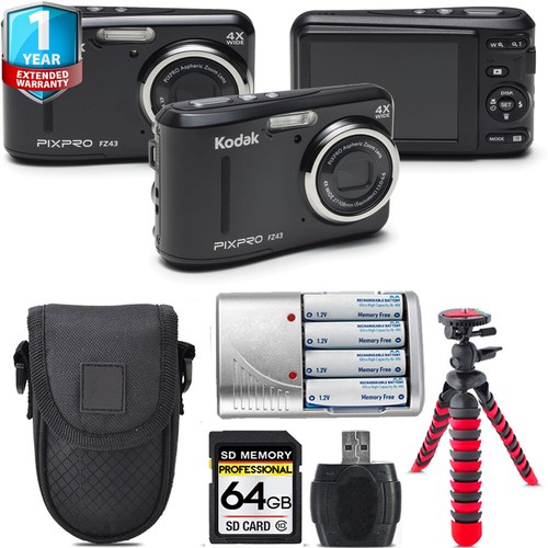 Kodak PIXPRO FZ43 Digital Camera (Black) + Extra Battery + 1 Kodak PIXPRO FZ43 Digital Camera (Black) + Extra Battery + 1