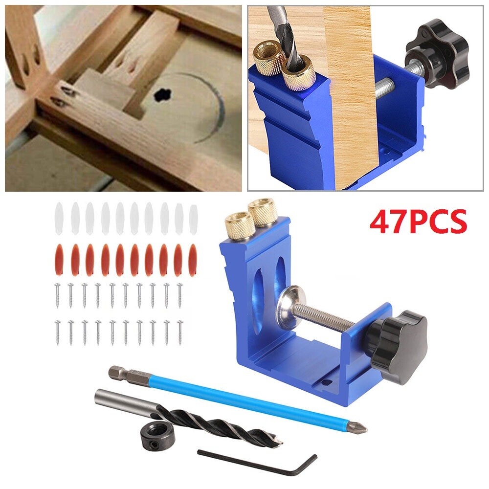 Set 37x Pocket Hole Jig Dowel Drill Joinery Screw Carpenters Woodwork Angle Tool