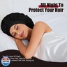 Satin Bonnet for Sleeping Women Silk Sleep Cap Double Layer Hair Care Bonnet with Elastic Tie Band Curly Hair(Black+Black)