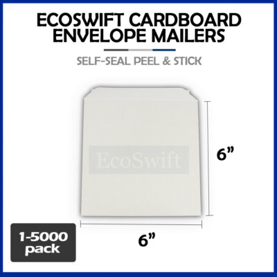1-5000 6 x 6 EcoSwift CD/DVD Self Seal Photo Ship Flat Cardboard Envelope Mailer