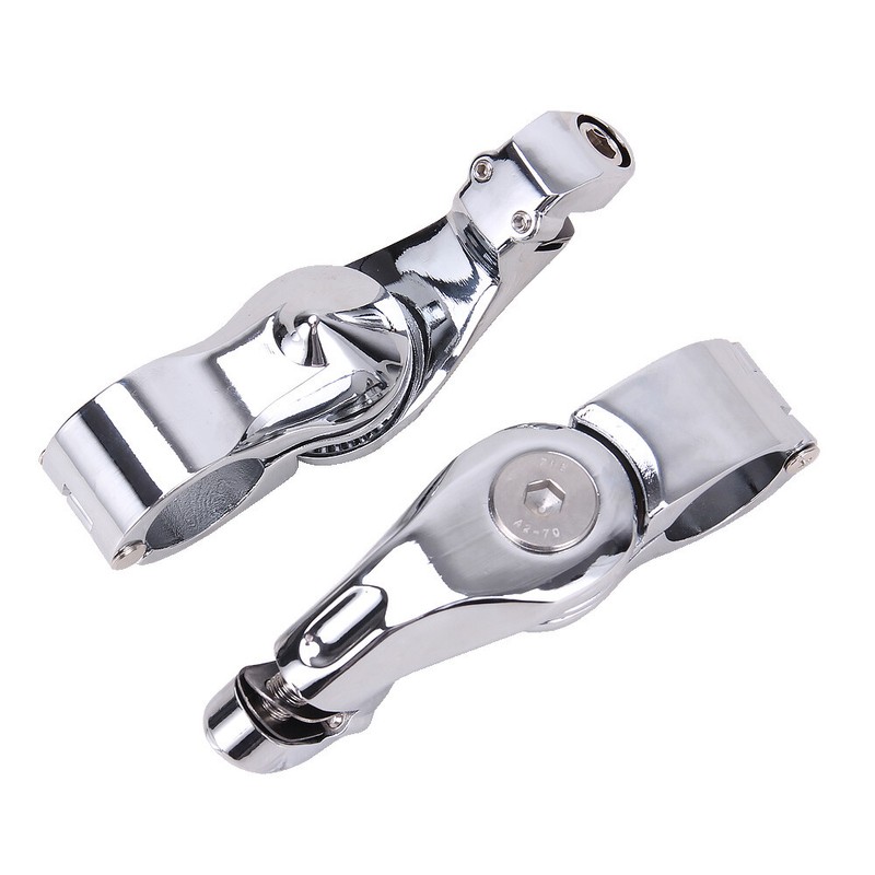 1 1/4" 32mm Chrome Short Angled Adjustable Highway Foot Peg Mount Kit For Harley
