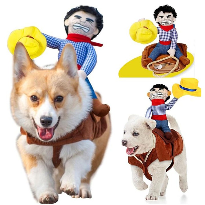 Cat Dog Cosplay Cowboy Rider Pet Clothes Apparel Coat Costume