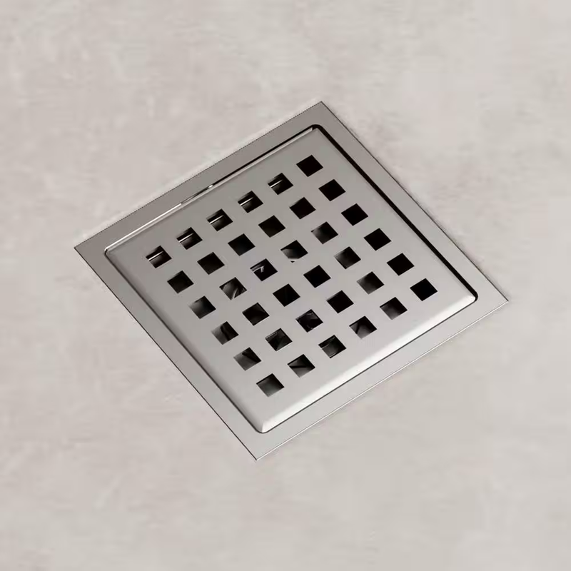 Elan 4 In. Square Shower Drain in Brushed Nickel