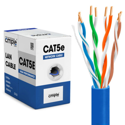 1000ft Cat5e Ethernet Cable 24AWG Riser Cat 5e Cord CCA CMR Network Cable