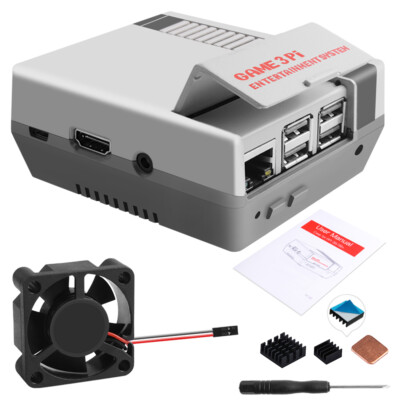 GAME 3Pi NES Case Kit ABS Cooling Fan Heatsinks for Raspberry Pi 3B+/3B/2B