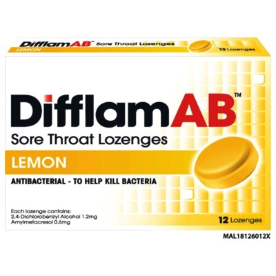 DIFFLAM AB Sore Throat Lozenges 12 s Kill bacteria, soothes, relieve sore throat