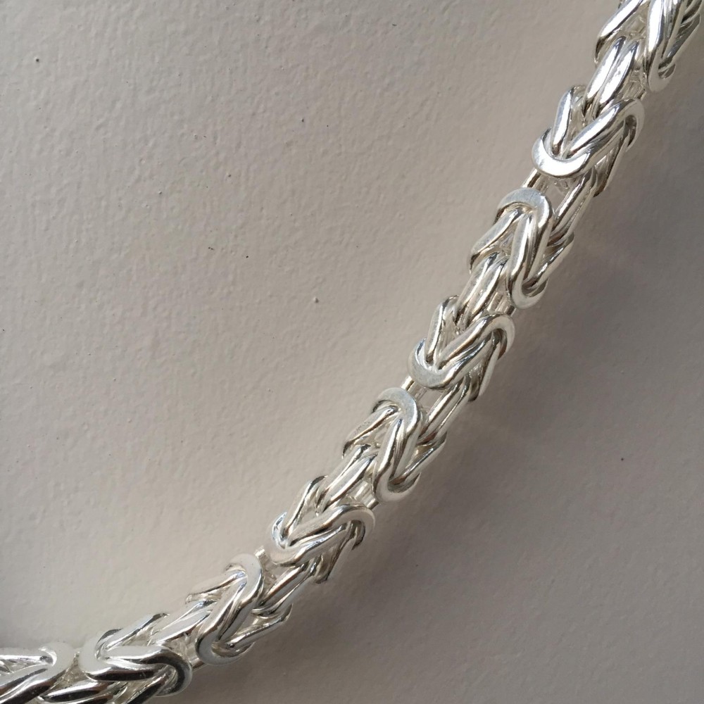 Pre-owned Handmade Byzantine Box King Chain Necklace Mens Silver Rope 925 Sterling 6.5mm 20" 118gr