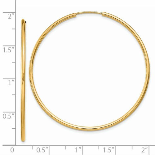 Pre-owned Goldia 14k 1.5mm Polished Round Endless Hoop Earrings In Yellow