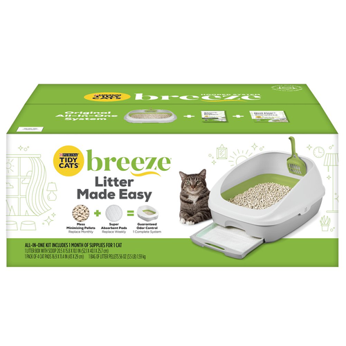 Purina Tidy BREEZE System Starter Kit Litter Box, Litter Pellets & Pads