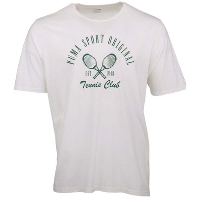 

Футболка Puma Tennis Club с круглым вырезом и коротким рукавом, мужская футболка размера , повседневные топы, Белый, Puma Tennis Club Graphic Crew Neck Short Sleeve TShirt
