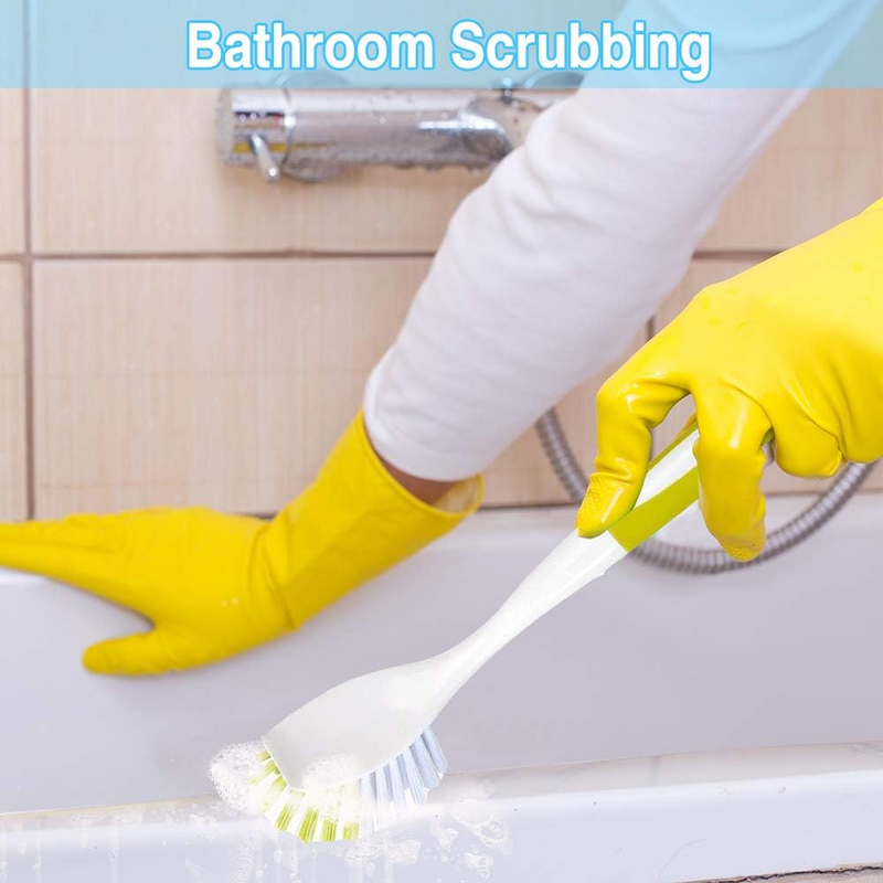 Scrub Brush for Dish Kitchen Sink Pot Pan with Stiff Bristles, Yellow-Green 3pcs
