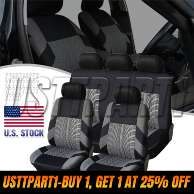 9Pcs Car Full Set Seat Cover Front Rear Chair Protector For 5-Seats Truck SUV
