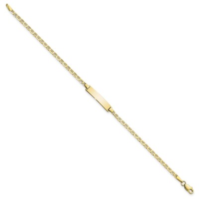Pre-owned Skyjewelers Real 10kt Yellow Gold Flat Anchor Link Id Chain Bracelet; 7 Inch; Lobster Clasp