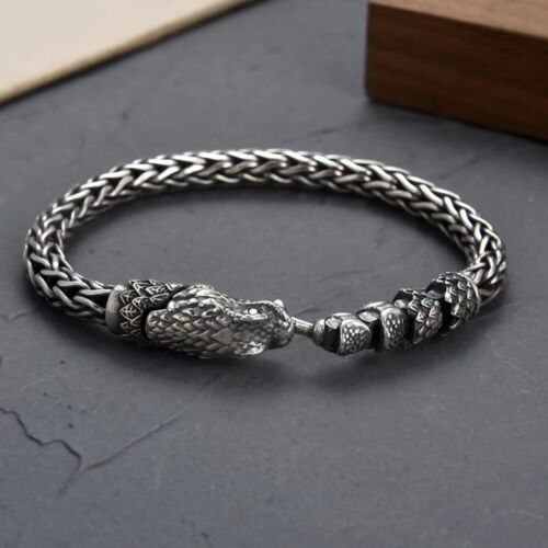 Real Solid 925 Sterling Silver Bracelet Braided Chain Snake Hip Hop Punk 7.9 Real Solid 925 Sterling Silver Bracelet Braided Chain Snake Hip Hop Punk 7.9