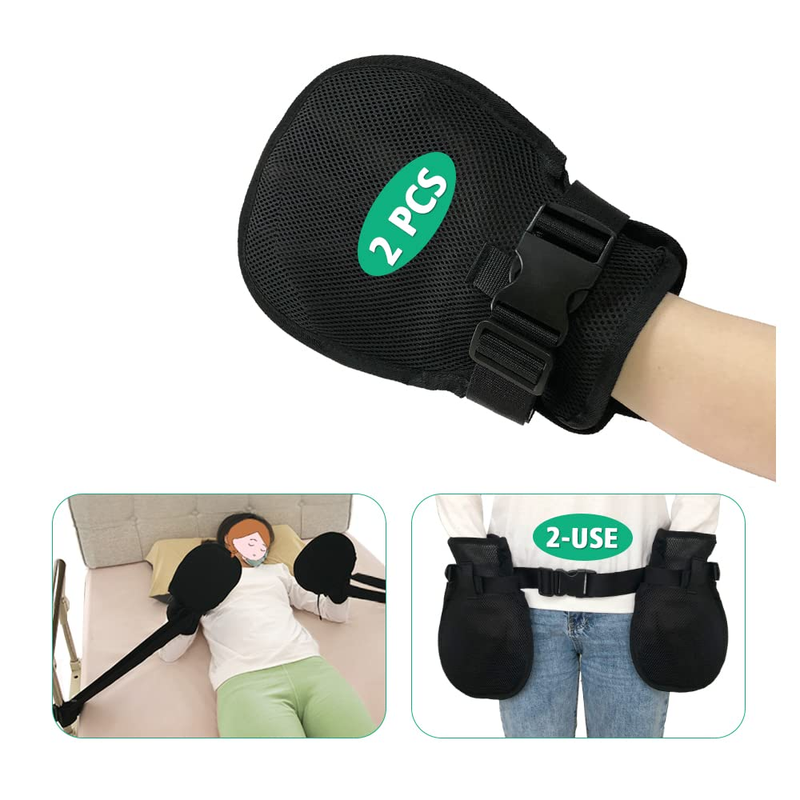 Bed Restraints Dementia Gloves Safety Hand Control Mitts Medical Bondage Locking