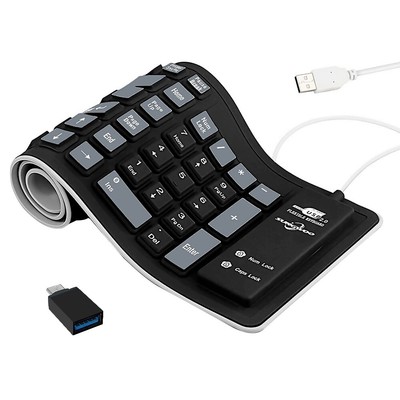 Top ranking Foldable Silicone USB Wired Rollup Keyboard With Type-C Adapter