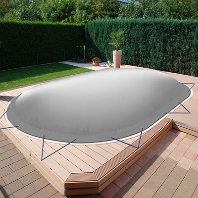 Aufblasbare Poolabdeckung Ovalpool 737 x 360 cm I Oval 7,37 x 3,6 m I grau