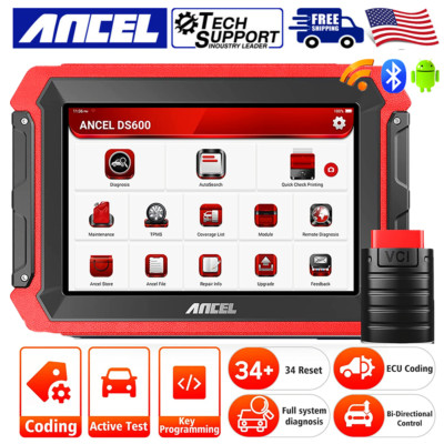 ANCEL DS600 Bi-directional Scanner OBD2 Car Diagnostic Tool Kit E-CU Coding K~y